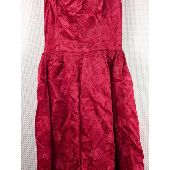Will Steinman Original Red Floral Jacquard Vintage 50s Dress Fit and Flare - Picture 2 of 6